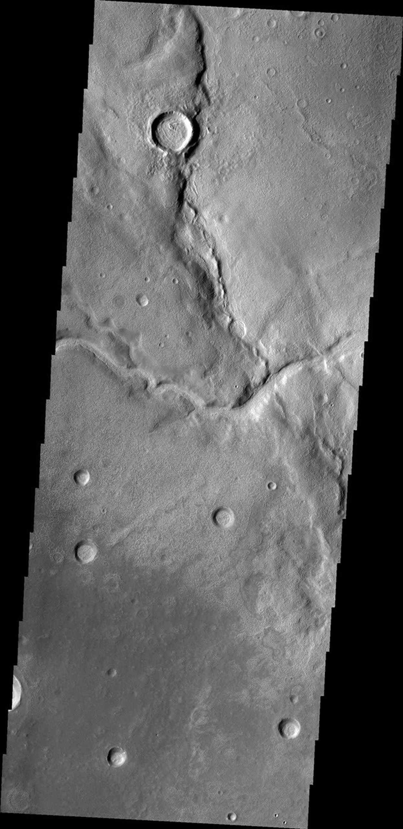 NASA's Mars Odyssey captured this unnamed channel is west of Flammarion Crater in Terra Sabaea on July 23, 2010.