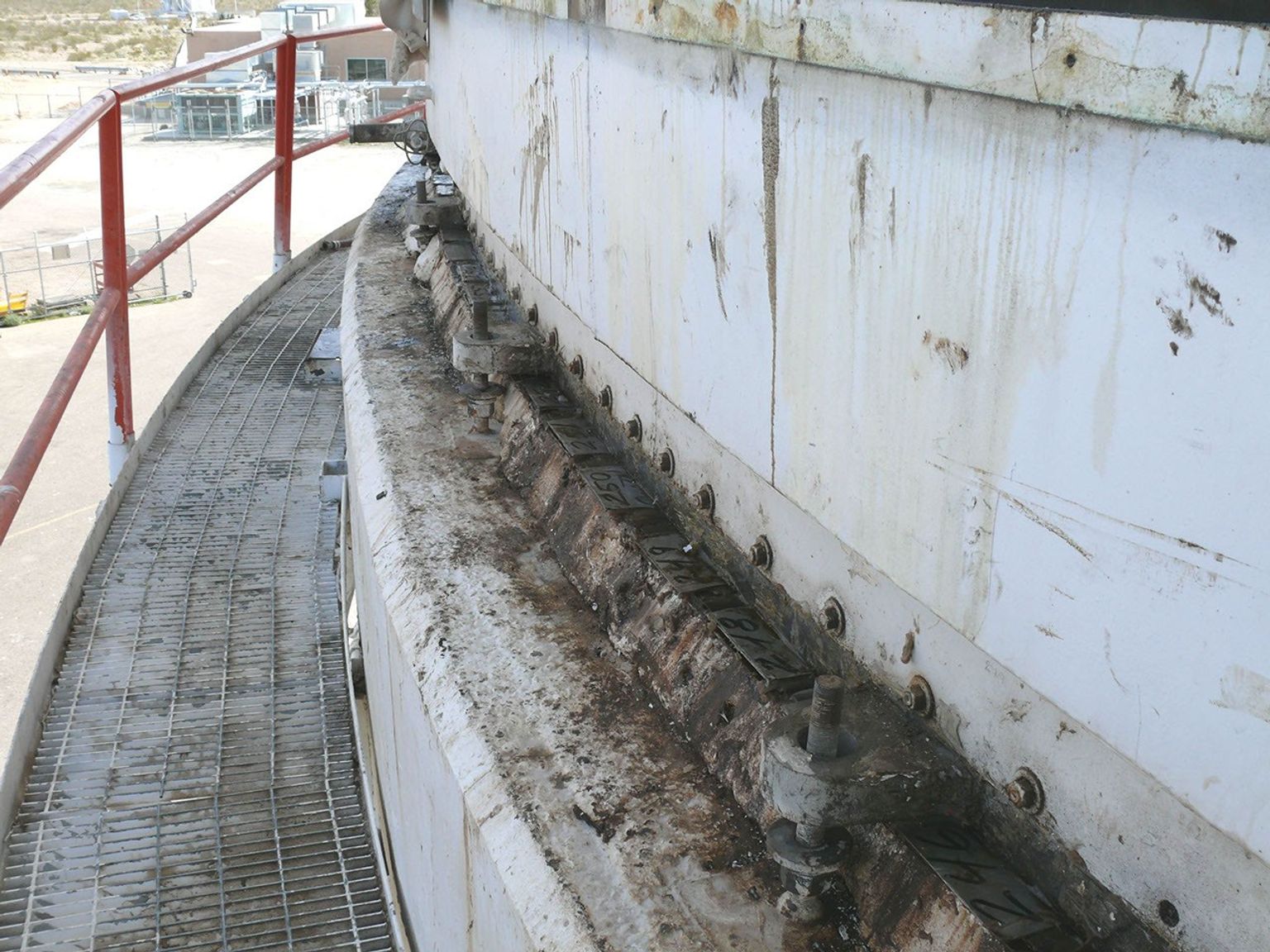 This image, taken on March 22, 2010, shows the condition of grout that was replaced in the giant 'Mars antenna' at NASA's Deep Space Network's Goldstone, Calif. complex.