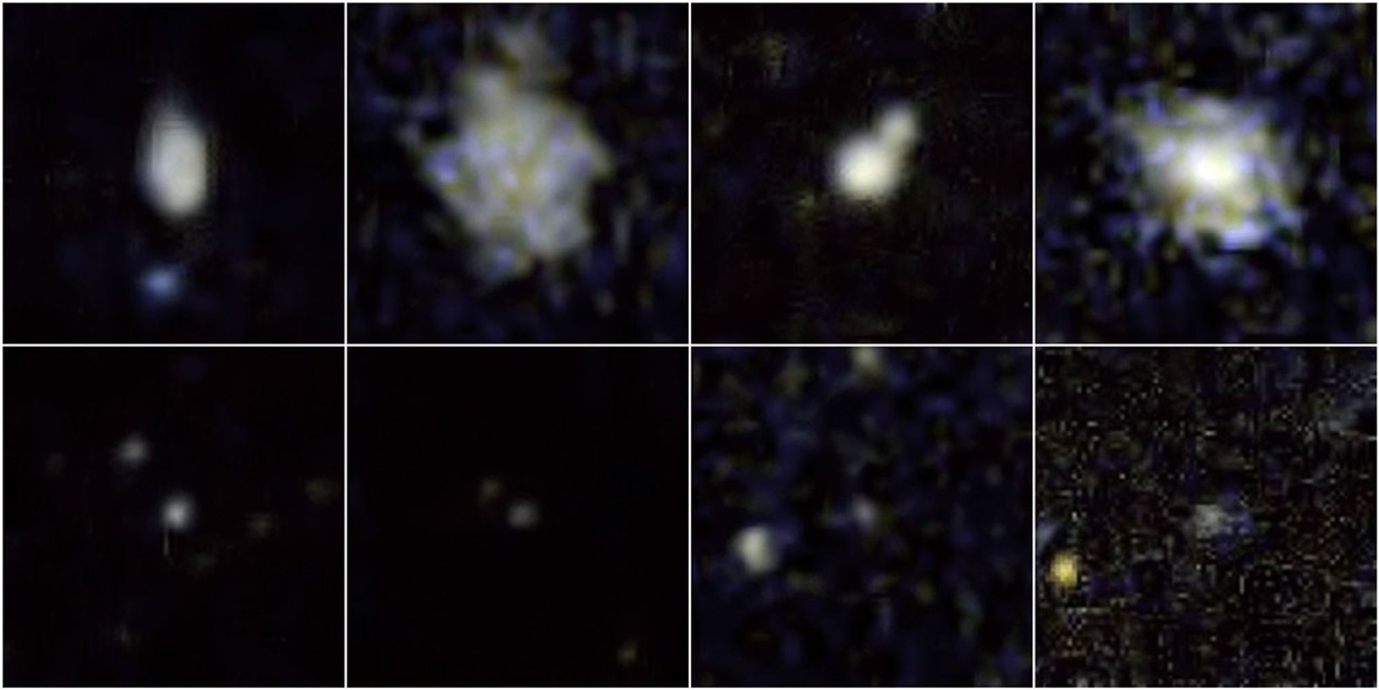 These postage-stamp images taken by NASA's Galaxy Evolution Explorer are helping to solve a mystery -- why do the littlest of galaxies produce the biggest of star explosions, or supernovae?
