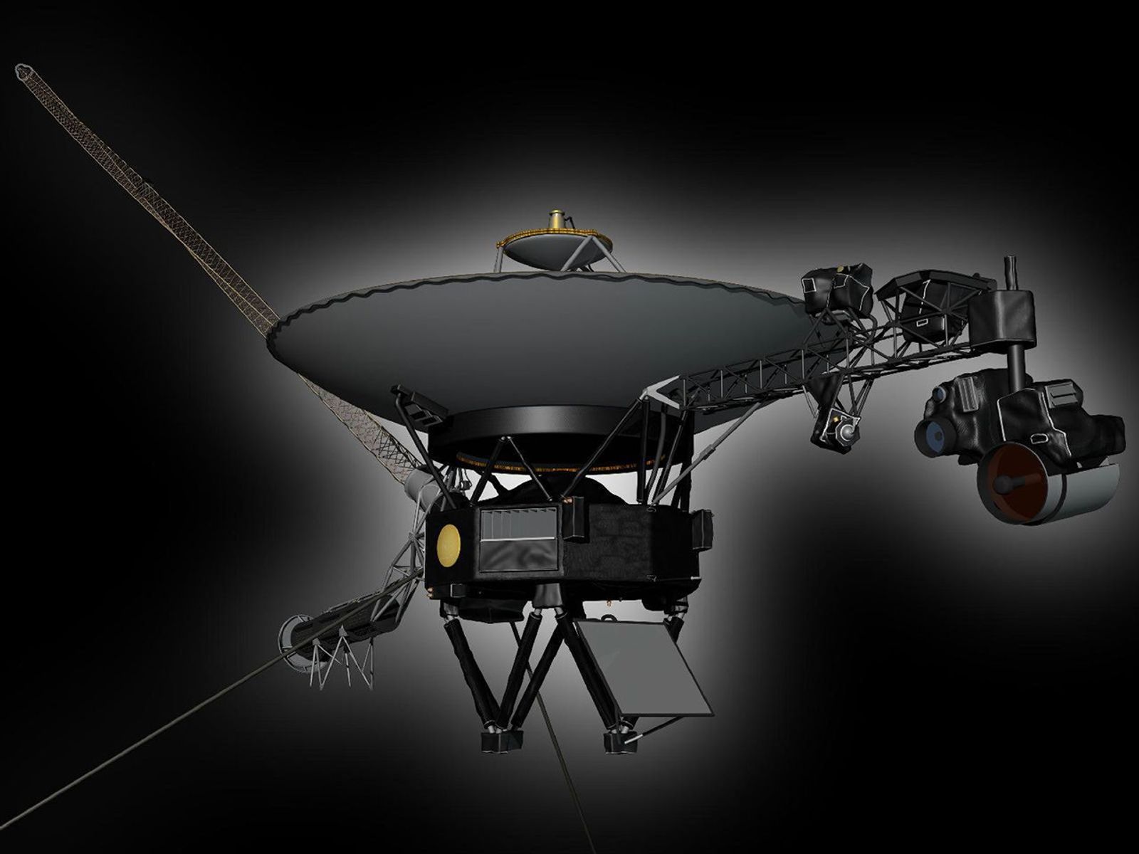 This artist's rendering shows NASA's Voyager spacecraft. Voyager 2 was launched on Aug. 20, 1977. Voyager 1 was launched on Sept. 5, 1977.