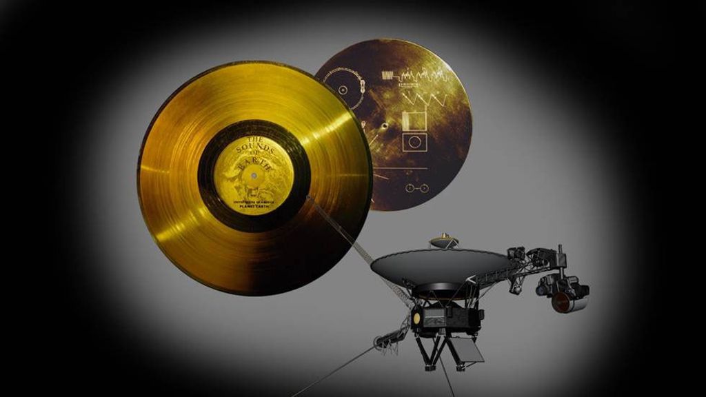 This image highlights the special cargo onboard NASA's Voyager spacecraft: the Golden Record. Each of the two Voyager spacecraft launched in 1977 carry a 12-inch gold-plated phonograph record with images and sounds from Earth.