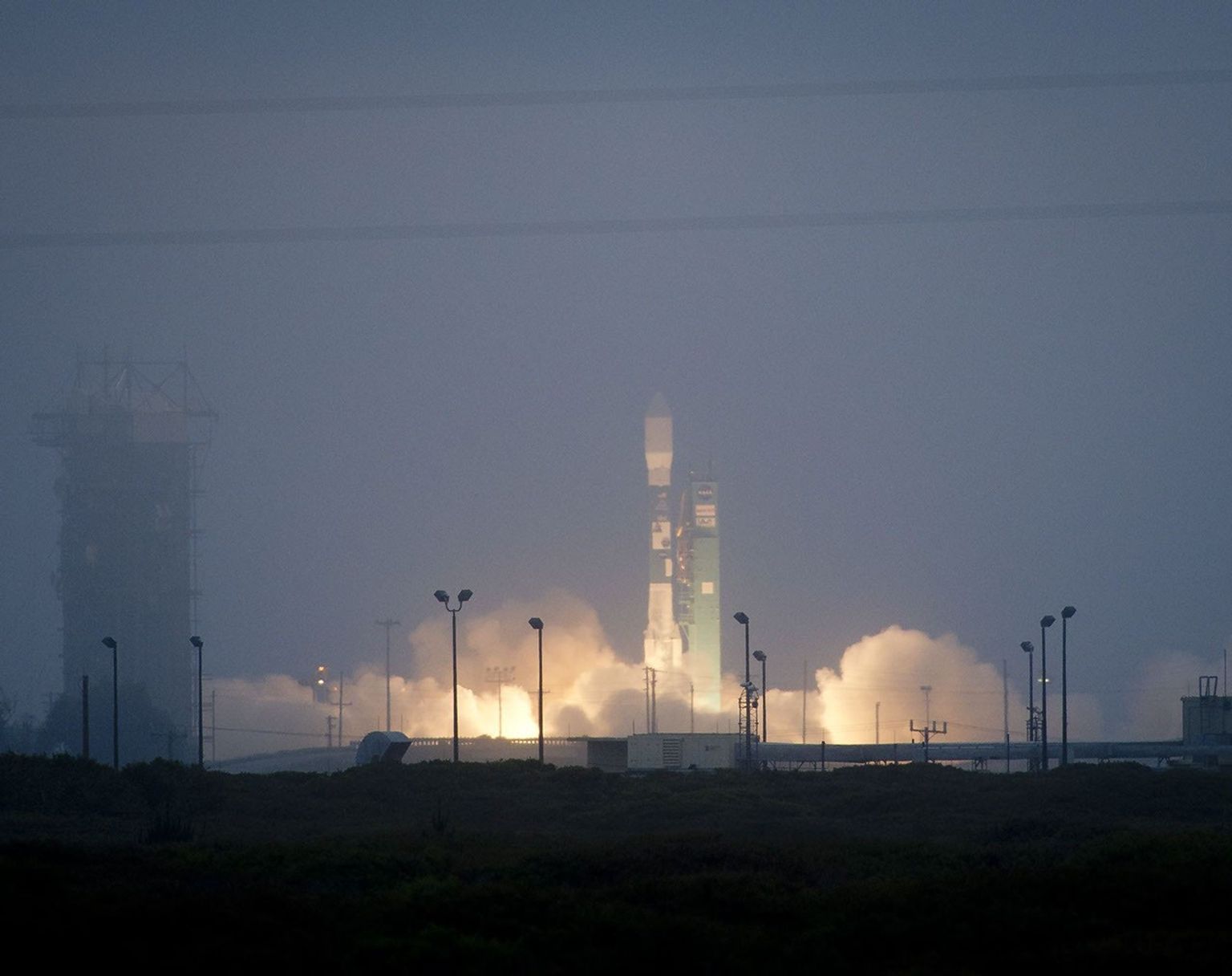A Delta II rocket launches with the Aquarius/SAC-D spacecraft payload from Space Launch Complex 2 at Vandenberg Air Force Base, Calif. on Friday, June 10, 2011.