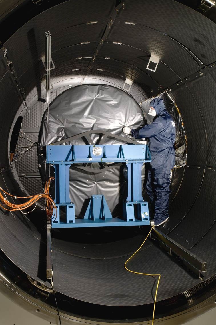 The Mid-Infrared Instrument, a component of NASA's James Webb Space Telescope, underwent testing inside the thermal space test chamber at the Science and Technology Facilities Council's Rutherford Appleton Laboratory Space in Oxfordshire, England.