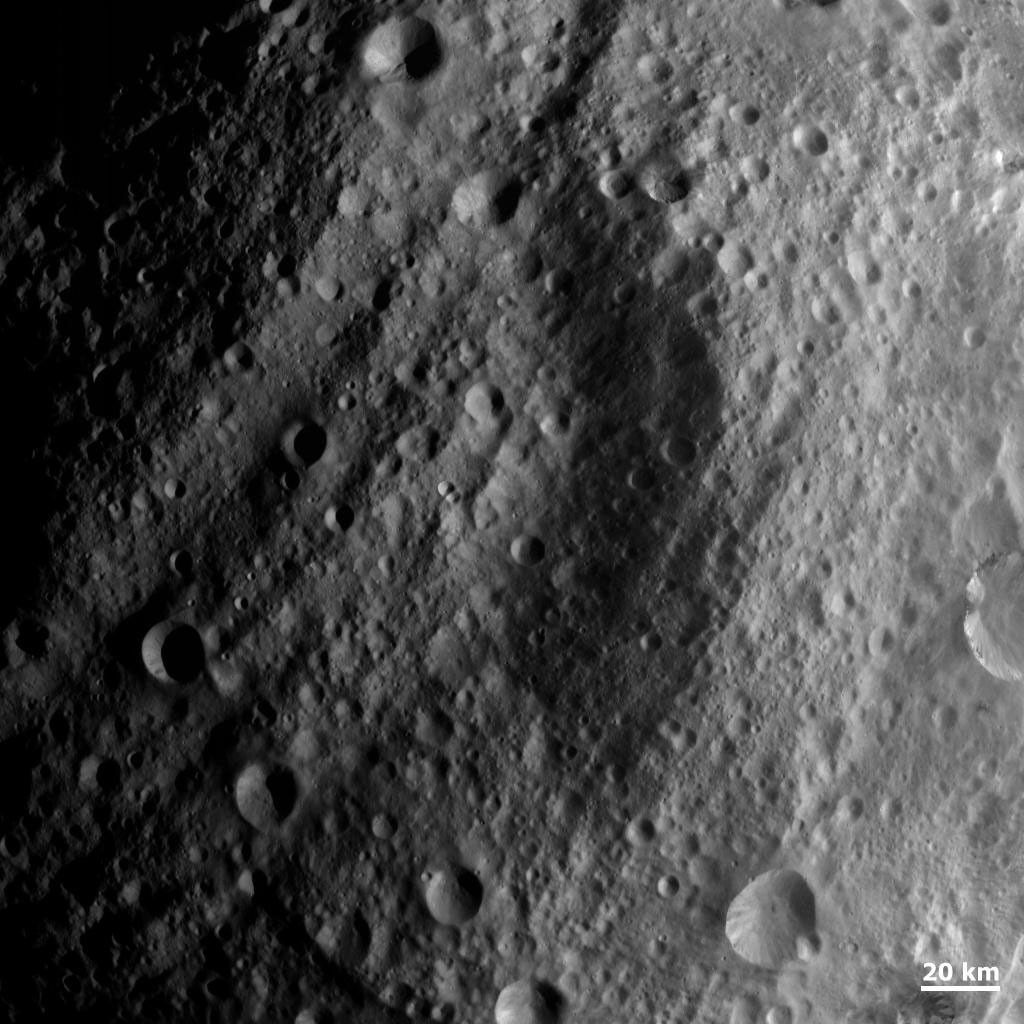 NASA's Dawn spacecraft obtained this image with its framing camera on Aug. 20, 2011. This image was taken through the camera's clear filter. The image has a resolution of about 260 meters per pixel.