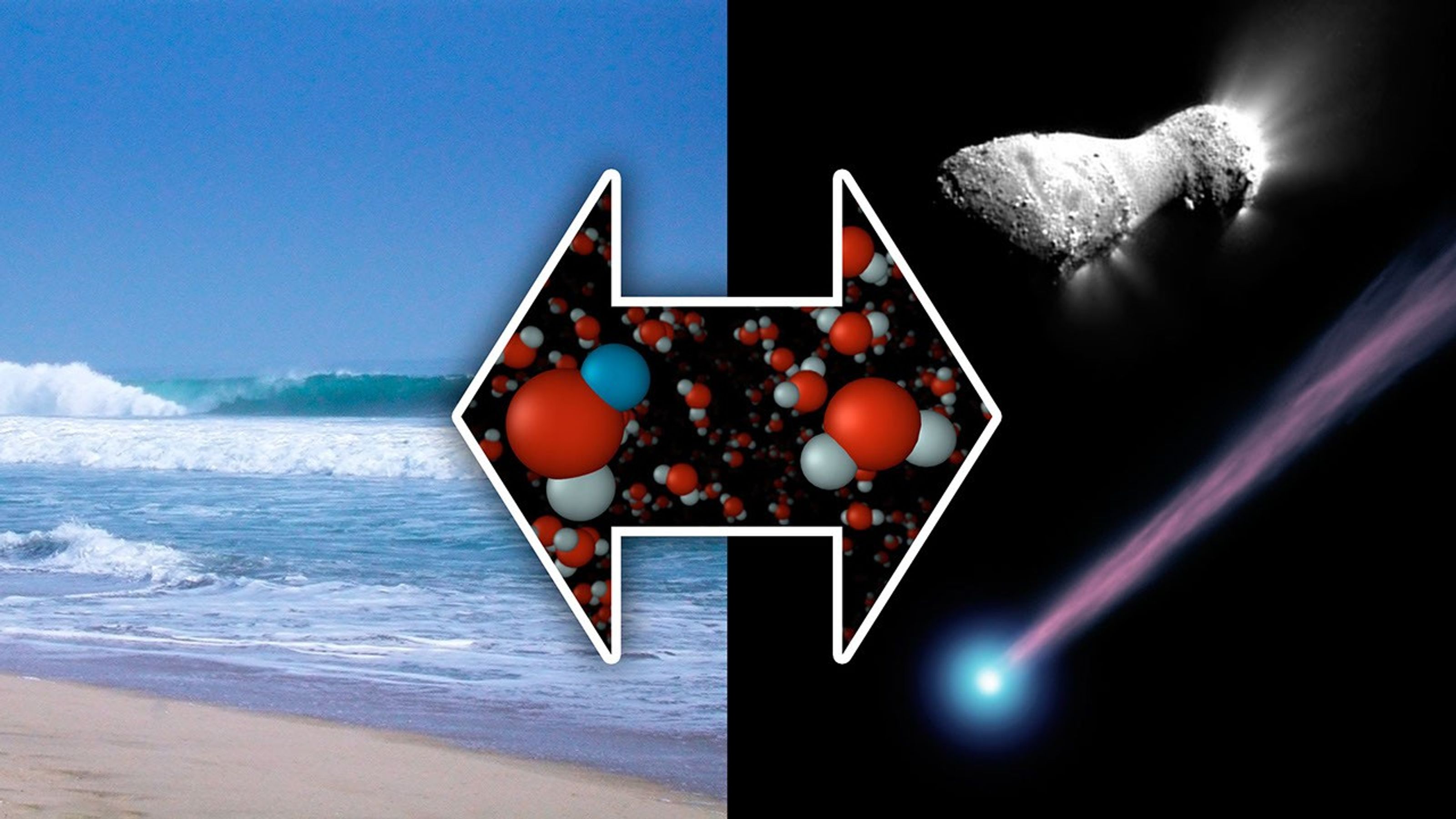 New measurements from NASA's Herschel Space Observatory have discovered water with the same chemical signature as our oceans in a comet called Hartley 2 (pictured at right). The image at bottom right is an artist's concept of a comet.