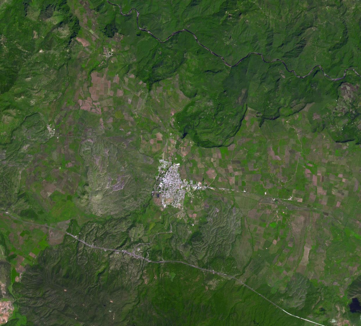 This image from NASA's Terra spacecraft shows the city of Tequila, Mexico. Its red volcanic soil surrounding Tequila is particularly well suited to the growing of blue agave, and more than 300 million plants are harvested each year.