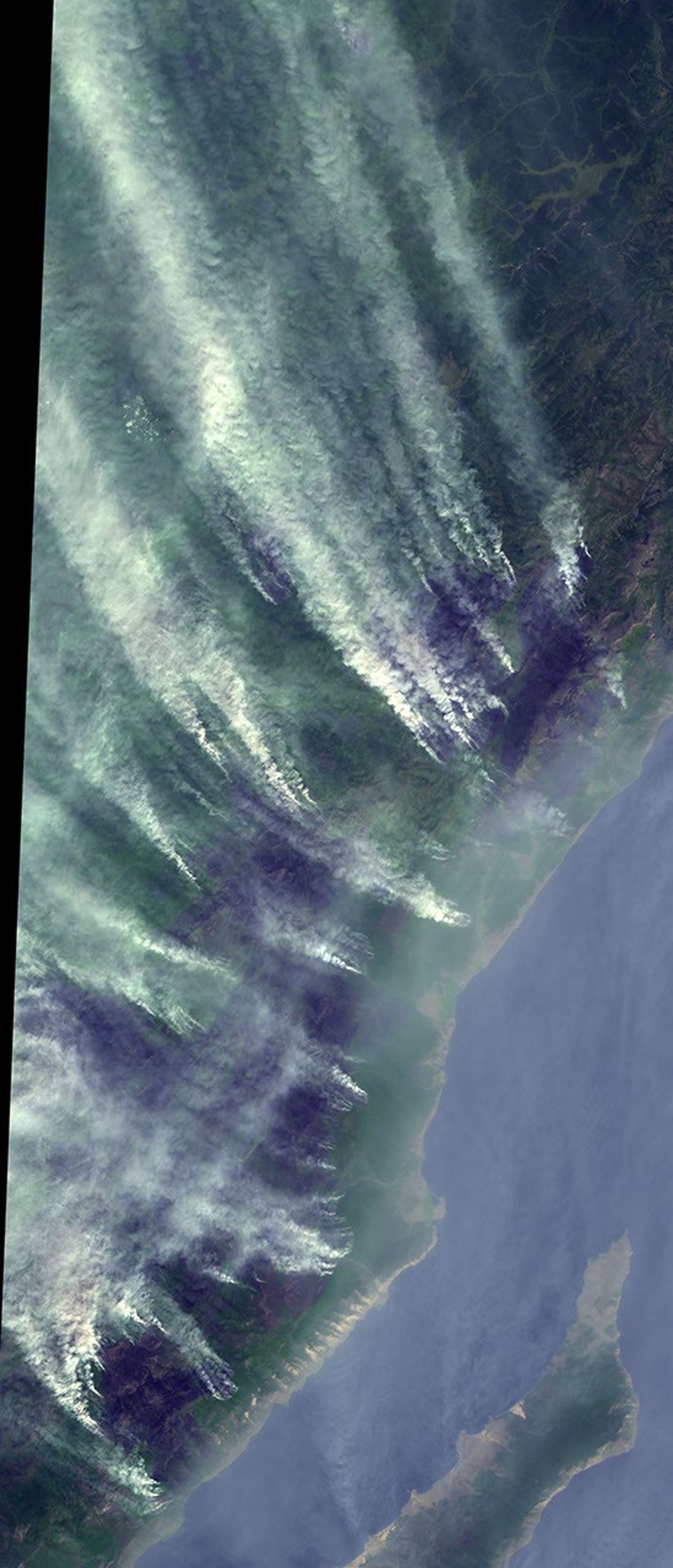 NASA's Terra spacecraft acquired this image of the region north of Lake Baikal on Aug. 22, 2015. For weeks, forest fires have been raging in Siberia around Russia's Lake Baikal.