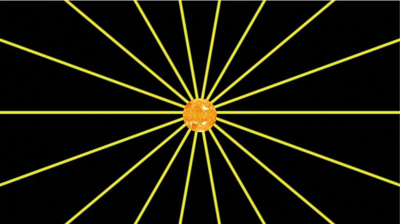 This frame from an animation shows how the magnetic field lines emanating from our sun spiral out into the solar system as the sun rotates. NASA's Voyager 1 is in an area scientists are calling the stagnation region, at the outer layer of the heliosphere.