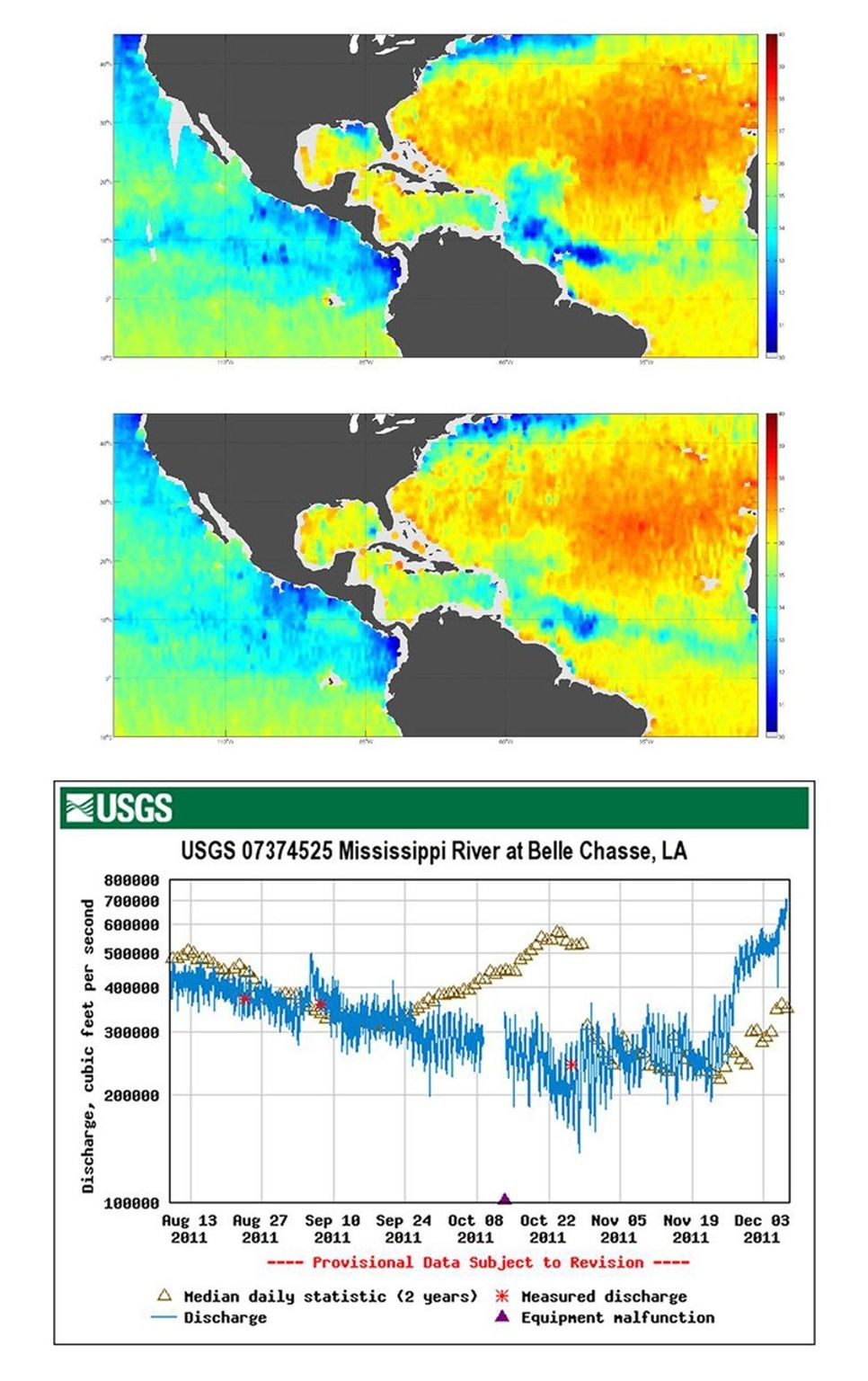 Tropical Storm Lee made landfall over New Orleans on Sept. 2-3, 2011, with predicted rainfall of 15 to 20 inches (38 to 51 centimeters) over southern Louisiana. These charts are from NASA's Aquarius spacecraft.