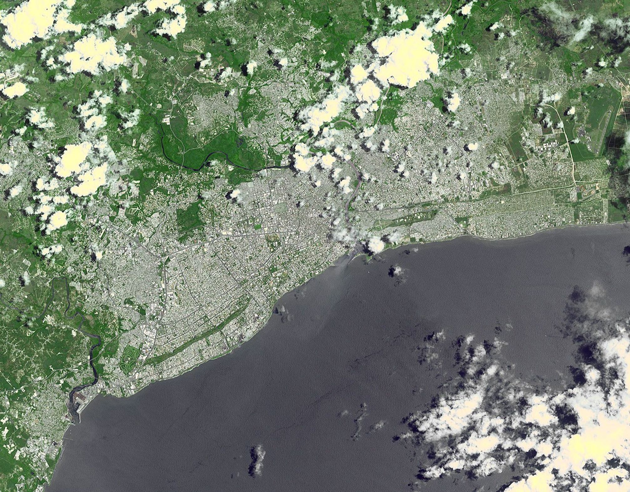 This image, acquired by NASA's Terra spacecraft, shows Santo Domingo, the capital of the Dominican Republic, founded in 1496 Christopher Columbus, it is the oldest continuously inhabited European settlement in the Americas.