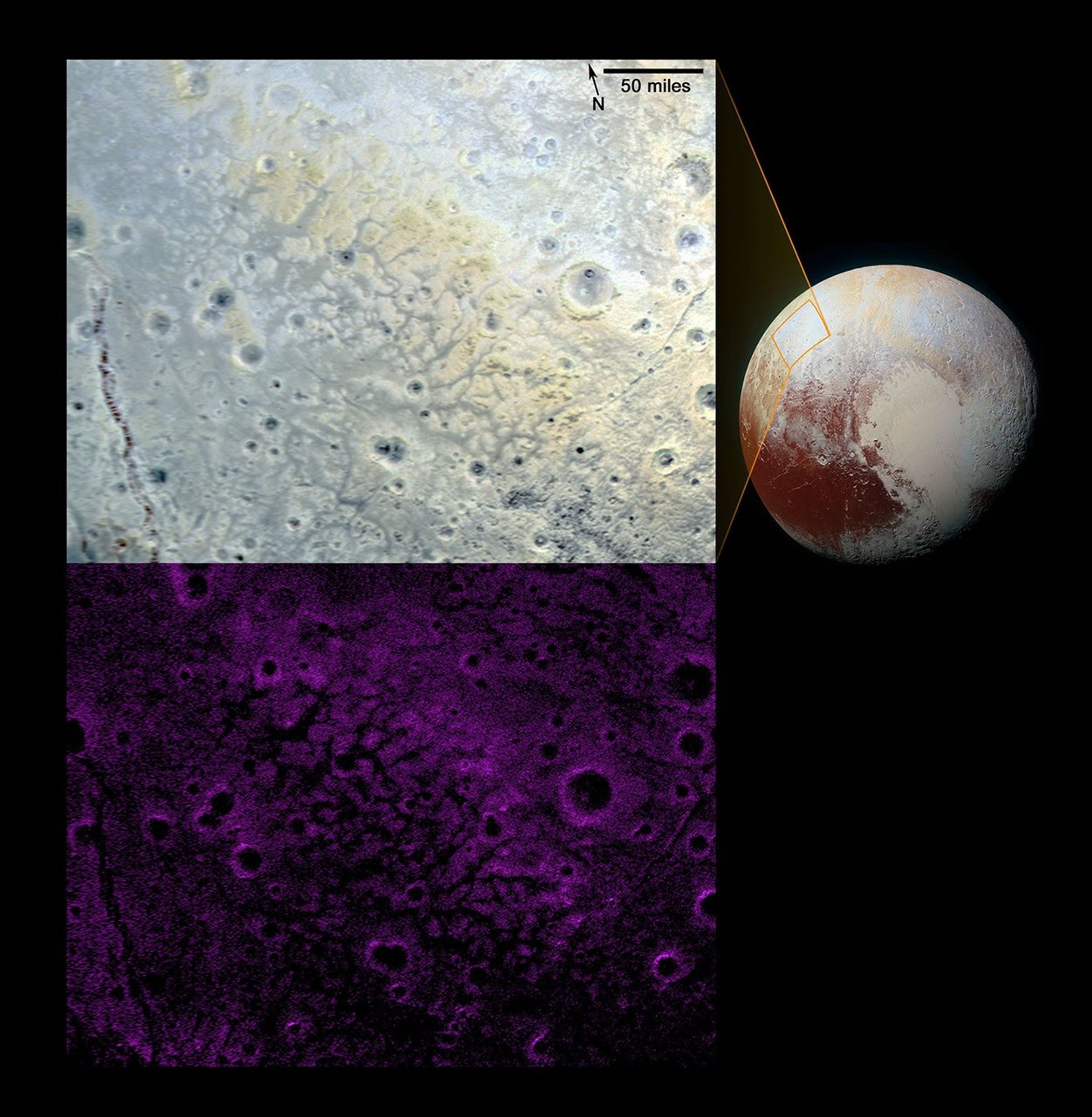 NASA's New Horizons scientists have spotted an expanse of terrain they describe as 'fretted' (bright plains divided into polygon-shaped blocks by a network of dark, connected valleys) in Pluto's informally named Venera Terra region.