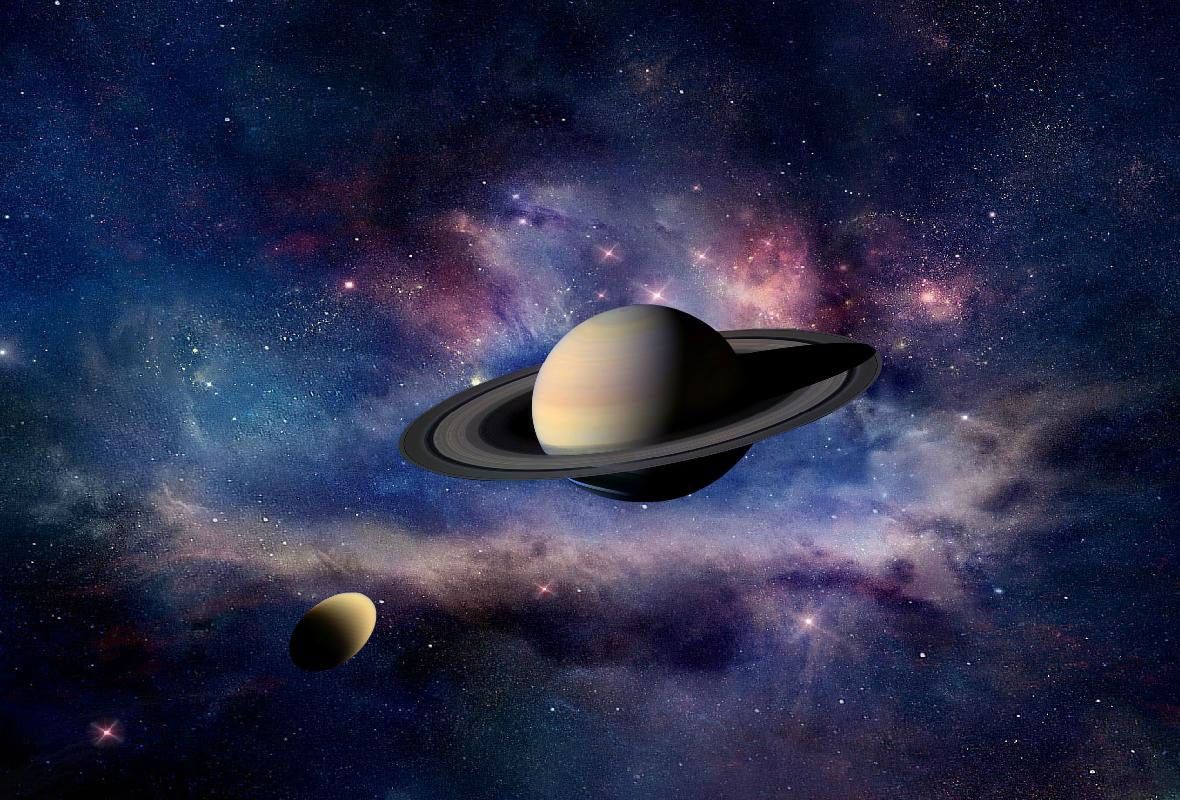 This artist's concept shows 'tides' on Titan raised by Saturn's gravity, as detected by NASA's Cassini spacecraft. Saturn's gravitational pull on Titan, its largest moon, varies as Titan orbits along an elliptical path around the planet every 16 days.