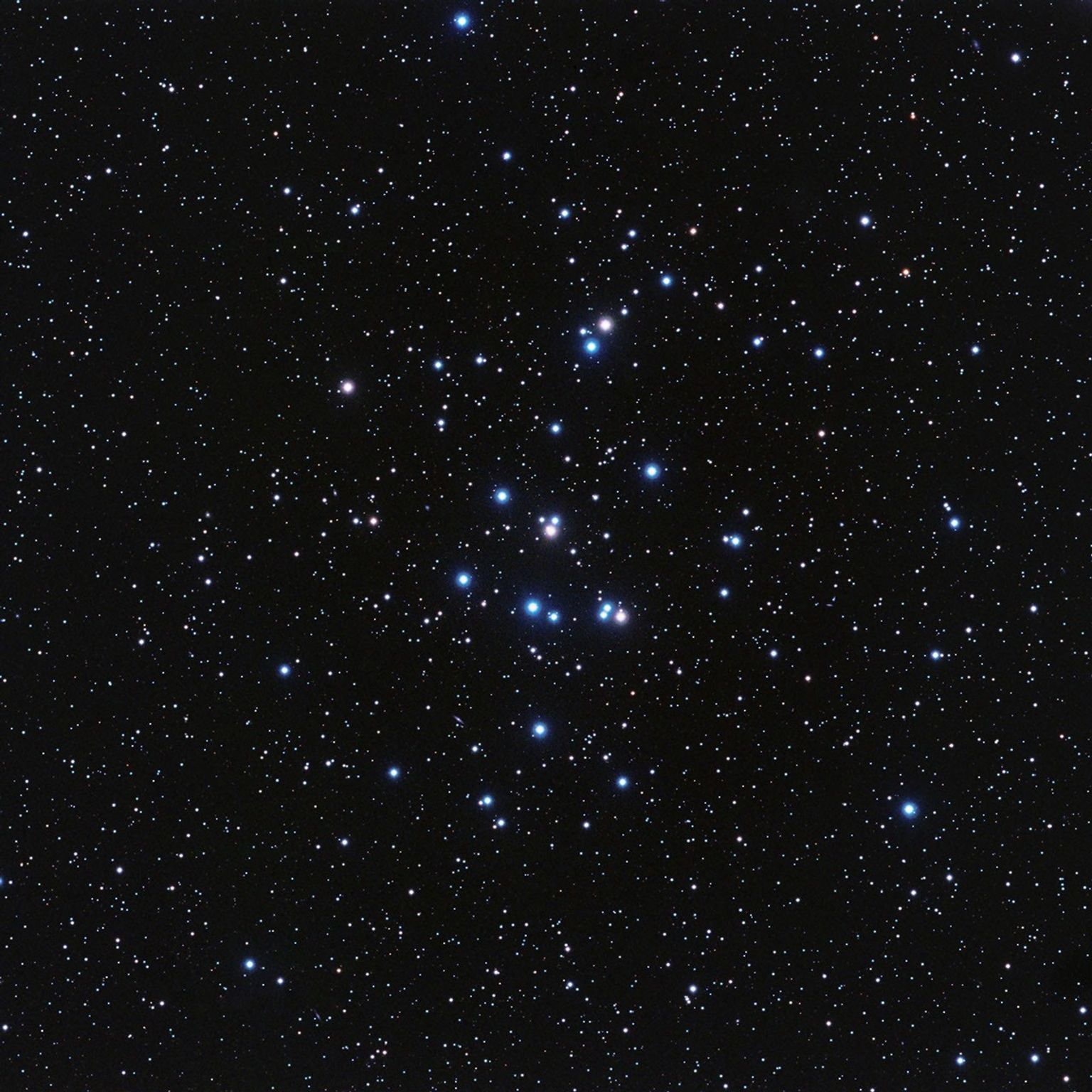 This image of the Beehive star cluster points out the location of its first known planets, Pr0201b and Pr0211b, or, as astronomers call them, the first 'b's' in the Beehive.