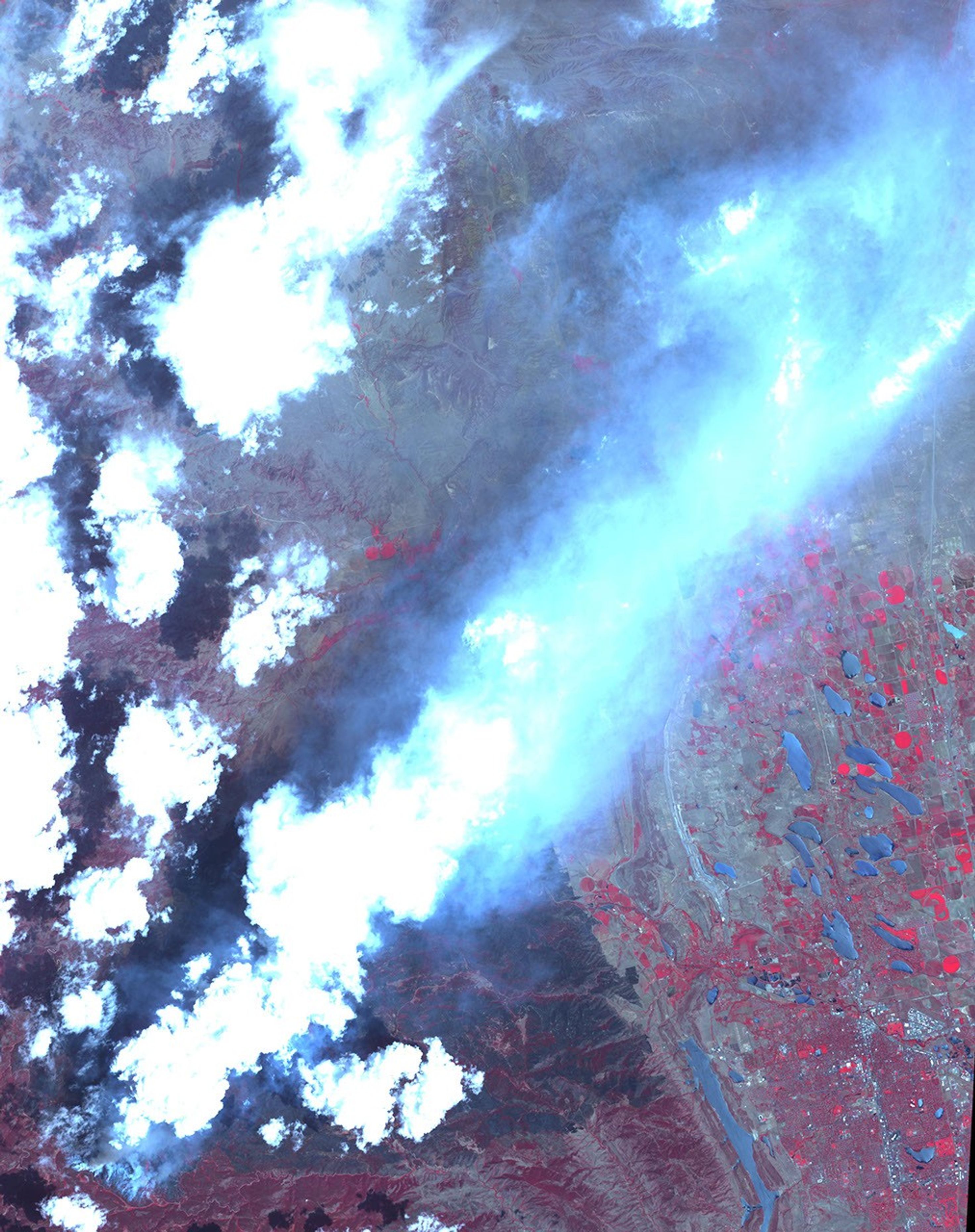 Acquired by NASA's Terra spacecraft on June 25, 2012, this image shows the High Park fire west of Fort Collins, Colo. More than 83,000 acres have been burned and approximately 250 homes, the most in Colorado history.