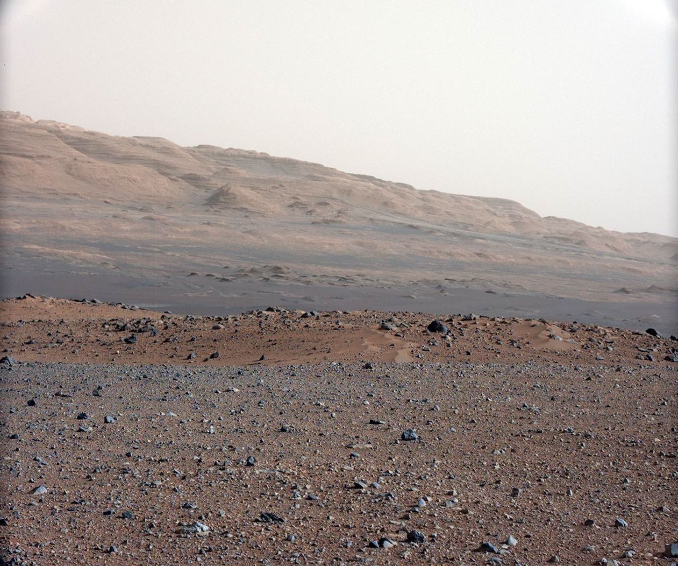 This image is from a series of test images to calibrate the 34-millimeter Mast Camera on NASA's Curiosity rover. It was taken on Aug. 23, 2012 and looks south-southwest from the rover's landing site.