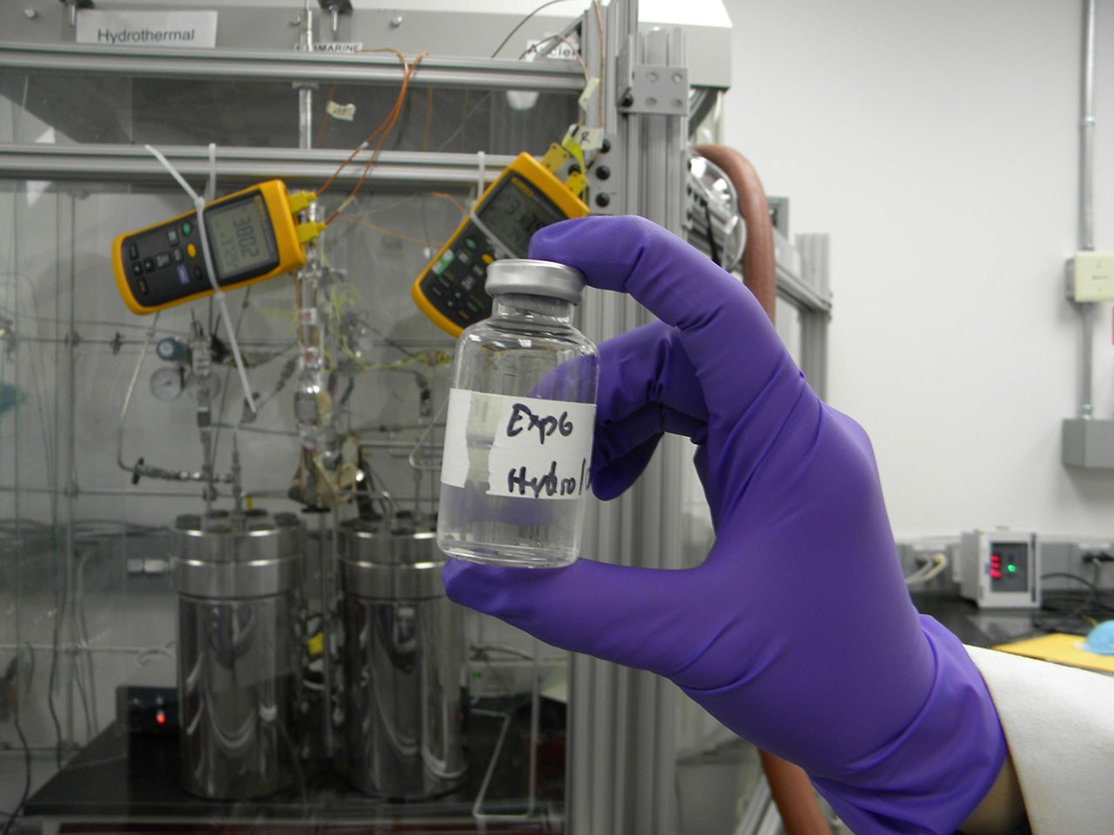 The NASA Astrobiology Icy Worlds team at NASA's Jet Propulsion Laboratory are collecting samples from a simulated ocean vent to see if they can detect organic molecules being brewed.