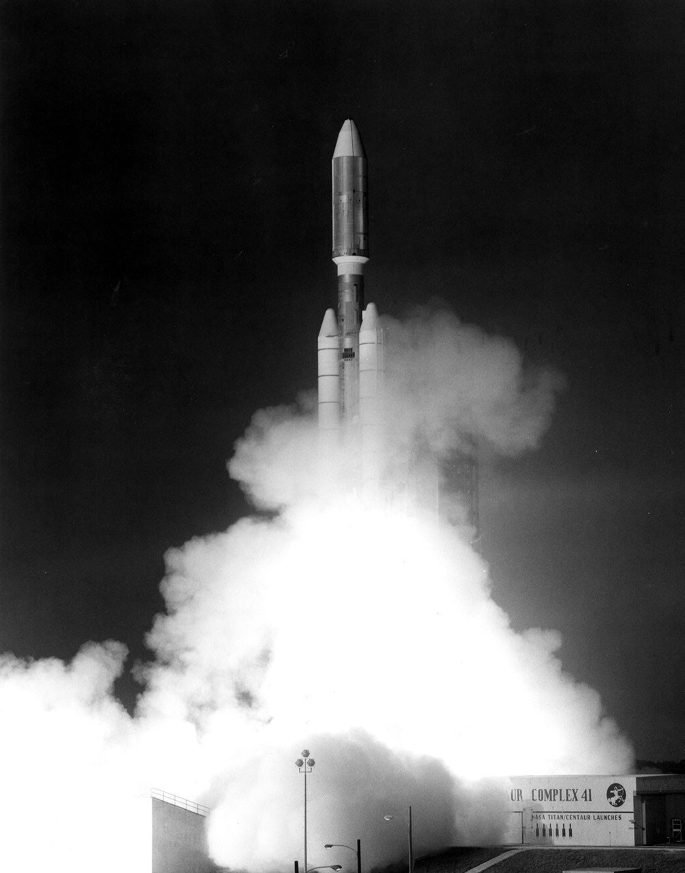 This photograph from Sept. 5, 1977, shows the launch of NASA's Voyager 1 spacecraft from NASA's Kennedy Space Center at Cape Canaveral, Fla.
