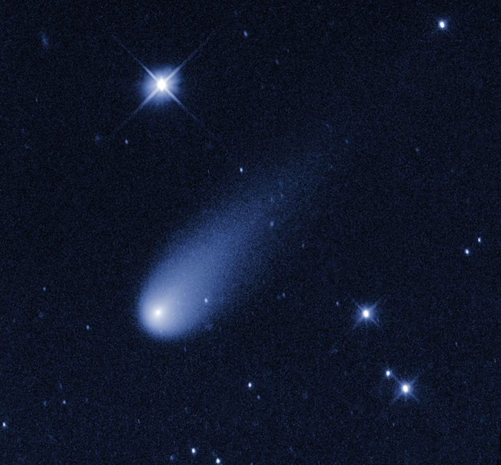 Superficially resembling a skyrocket, Comet ISON is hurtling toward the Sun at a whopping 48,000 miles per hour in this still from a Hubble animation.