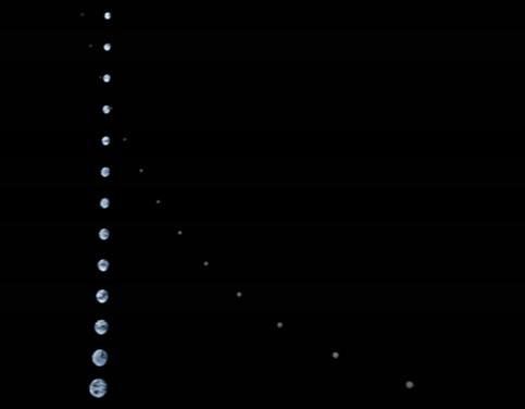 This frame from a movie was captured by a star tracker camera on NASA's Jupiter-bound Juno spacecraft. It was taken over several days as Juno approached Earth for a close flyby that would send the spacecraft onward to the giant planet.