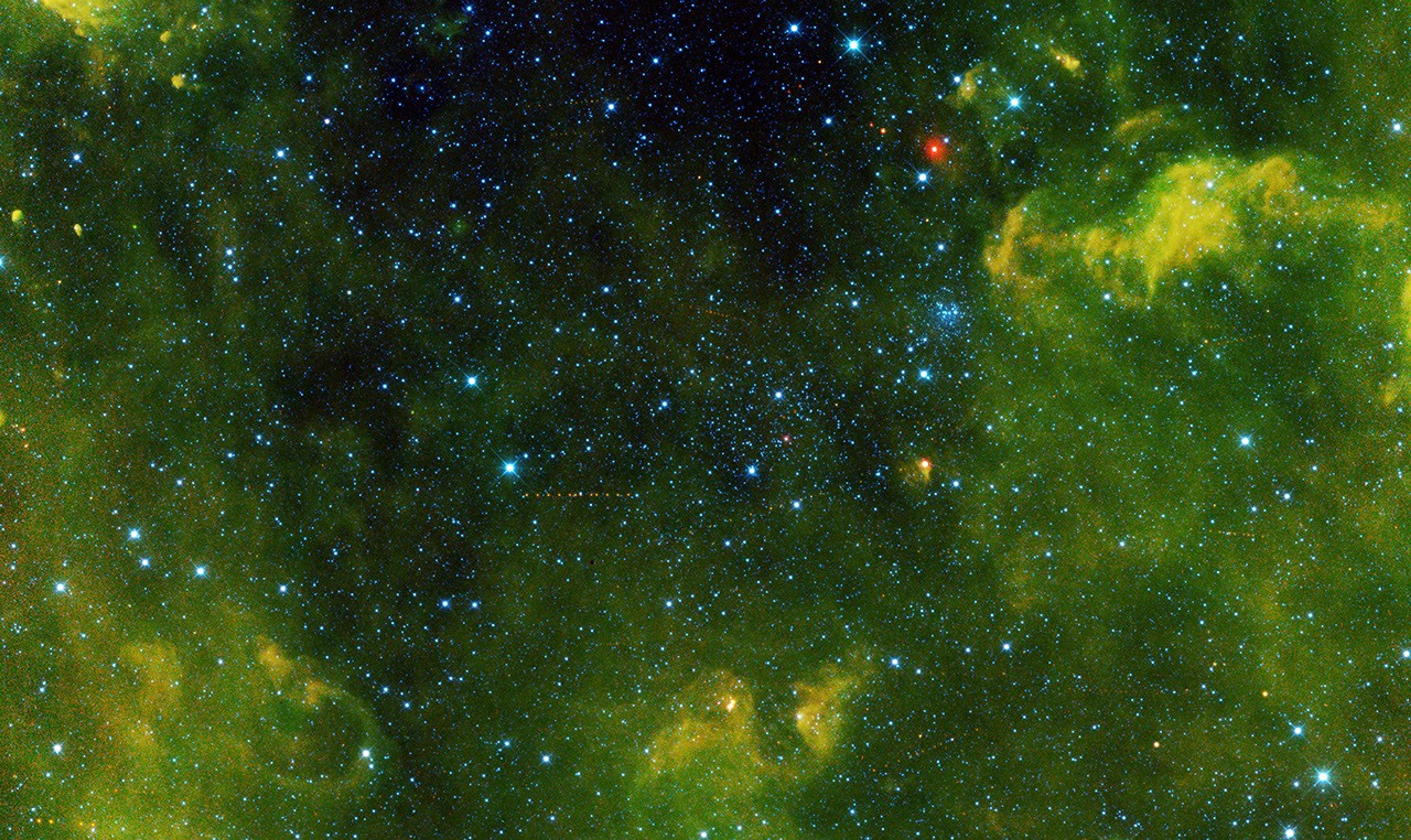 The six red dots in this composite picture indicate the location of the first new near-Earth asteroid, called 2013 YP139, as seen by NASA's NEOWISE.