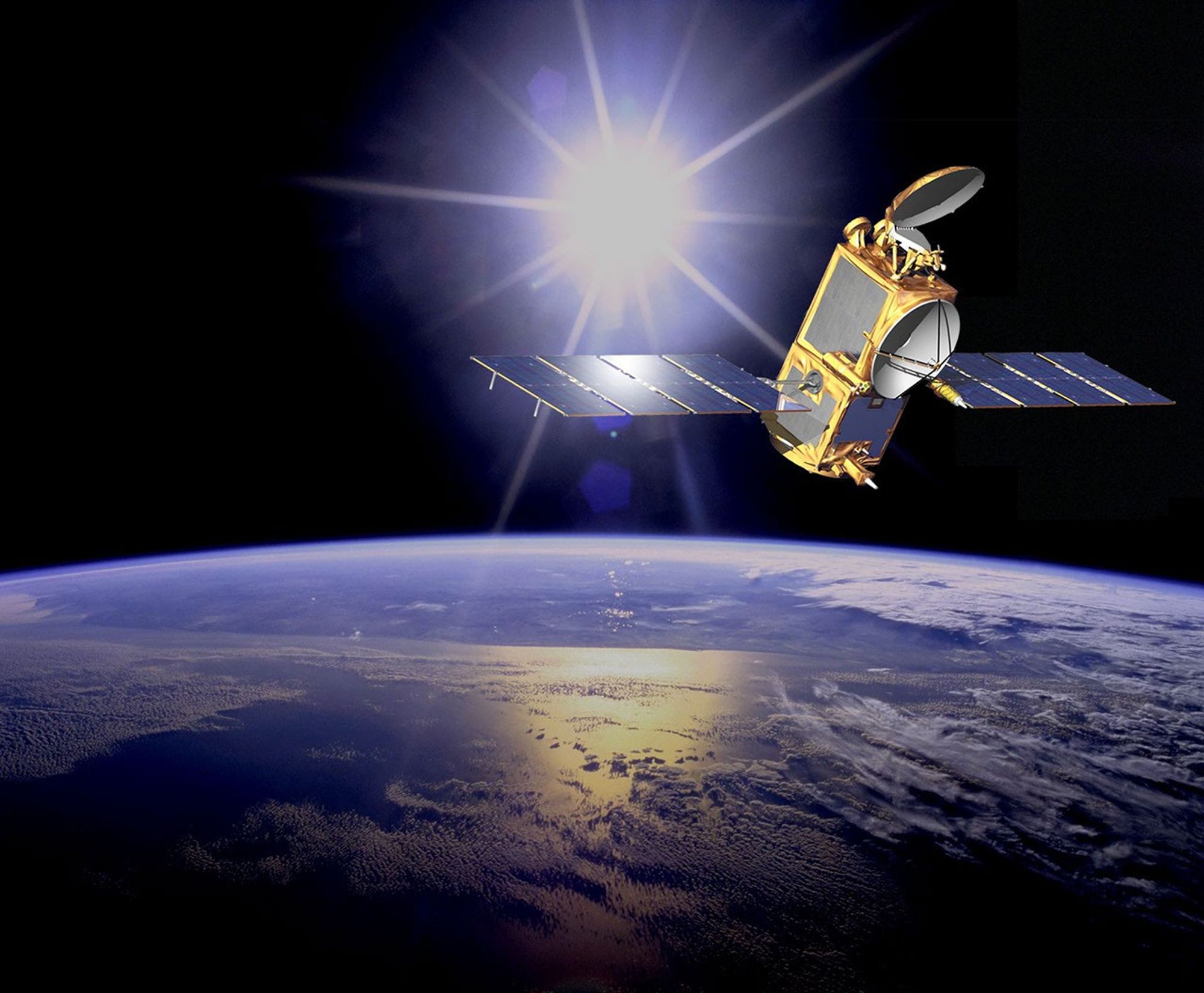 An artist's concept of the Ocean Surface Topography Mission/Jason 2 Earth satellite.