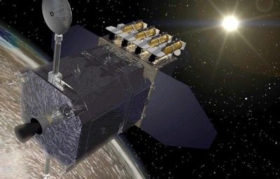 The Solar Dynamics Observatory (SDO) spacecraft, shown above the Earth as it faces toward the Sun. SDO is designed to study the influence of the Sun on the Earth and the inner solar system by studying the solar atmosphere.