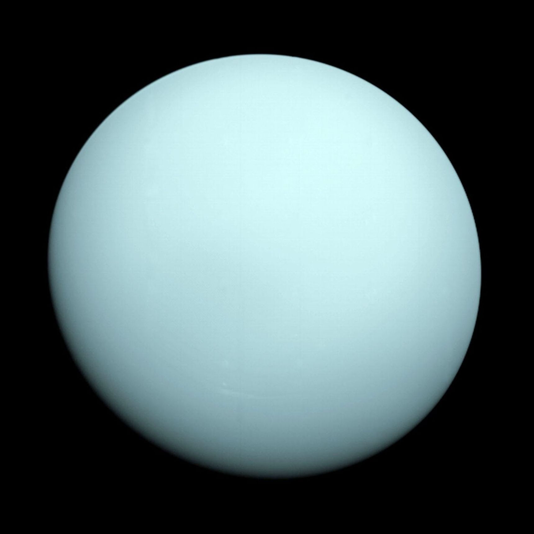 This is an image of the planet Uranus taken by the spacecraft Voyager 2 in 1986.