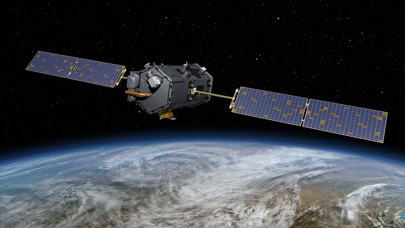 This most recent artist's rendering shows NASA's Orbiting Carbon Observatory (OCO)-2, one of five new NASA Earth science missions set to launch in 2014, and one of three managed by the Jet Propulsion Laboratory (JPL).