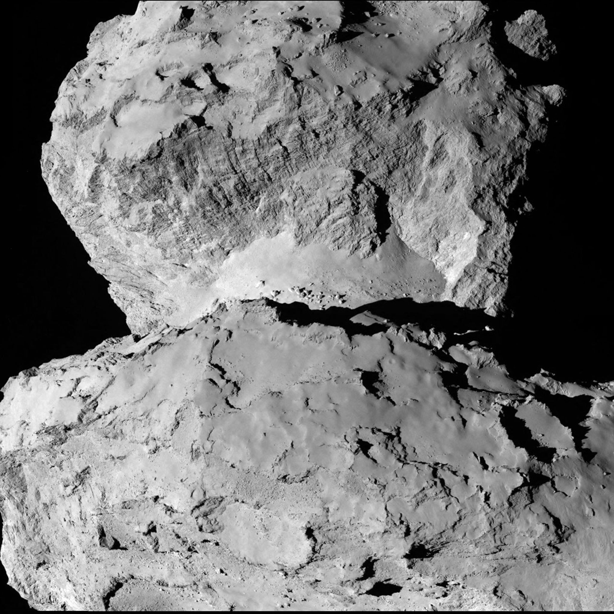 This image from ESA's Rosetta spacecraft is of 67P/Churyumov-Gerasimenko shows the diversity of surface structures on the comet's nucleus.