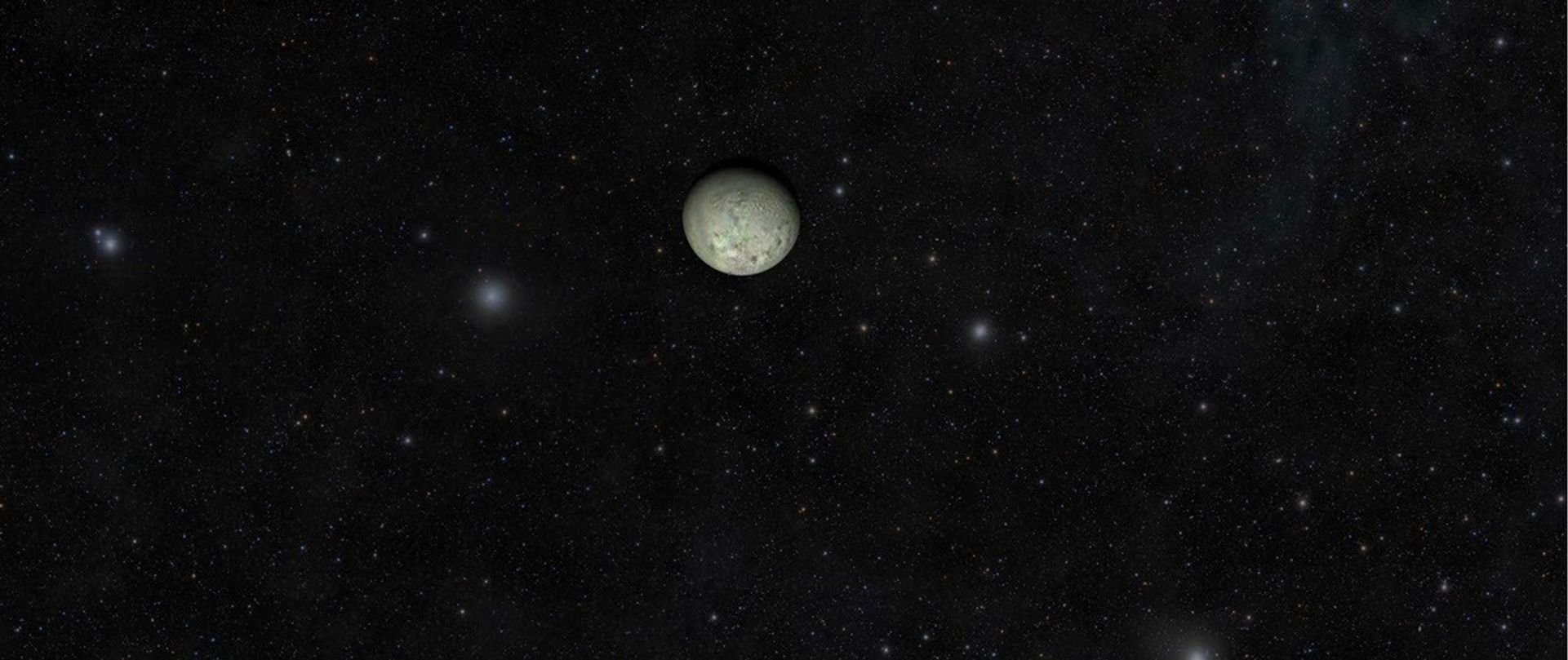 NASA's Voyager 2 spacecraft flew by Triton, a moon of Neptune, on August 25, 1989. This frame from a video using Voyager data recreates that exciting encounter.