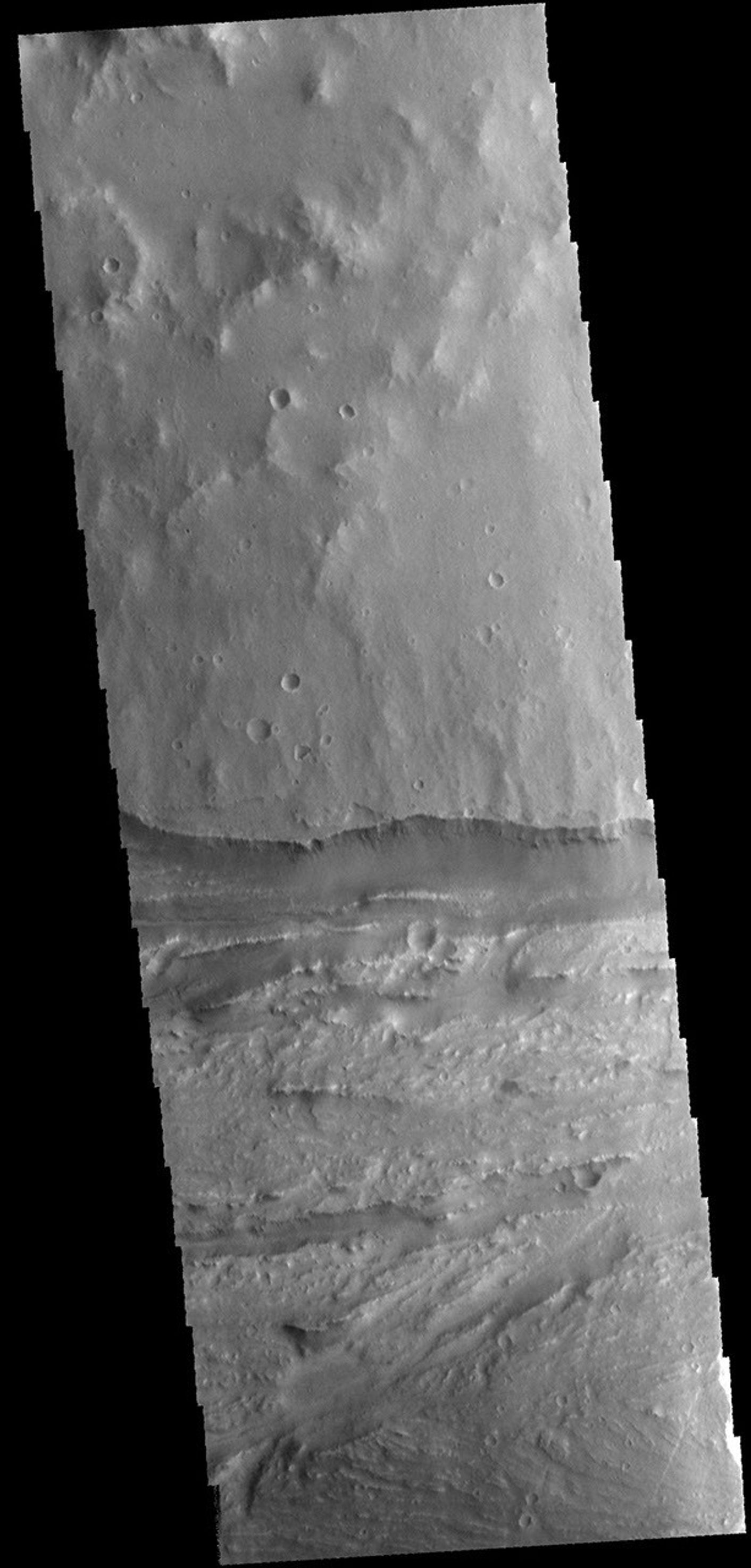 This image captured by NASA's 2001 Mars Odyssey spacecraft shows a portion of Ravi Vallis.