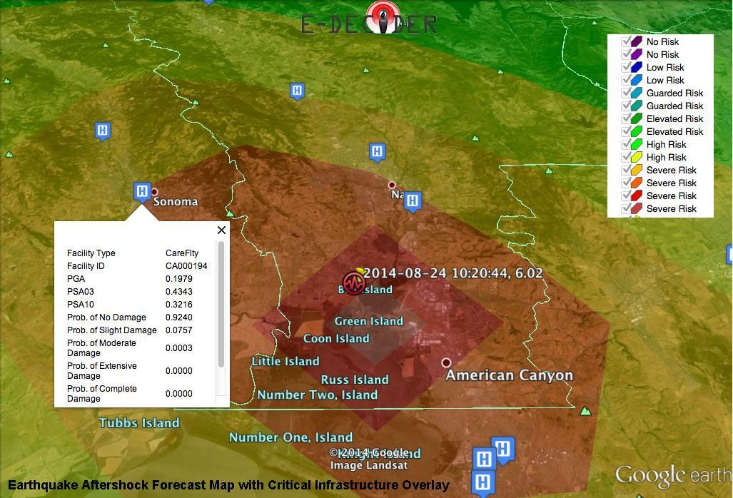 A NASA-funded disaster decision support system, provided a number of rapid response map data products to decision makers at the California Earthquake Clearinghouse following its activation for the Aug. 24, 2014 magnitude 6.0 earthquake in Napa, California