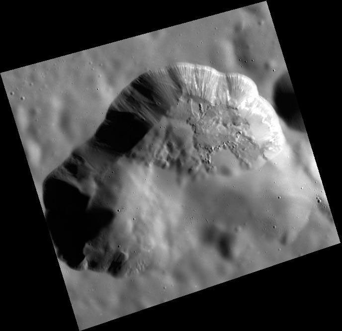 The volcanic vent northeast of Rachmaninoff basin is framed perfectly in this image captured by NASA's MESSENGER spacecraft.