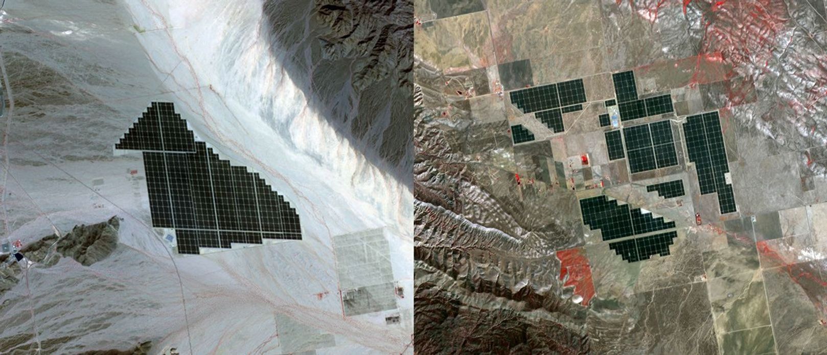 On February 15, 2015 the Desert Sunlight solar project in California's Mojave Desert became operational. This image from NASA's Terra spacecraft shows the 550-megawatt plant generates enough electricity to power 160,000 average homes.