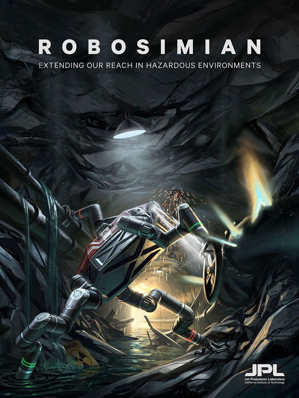 This artist's concept shows RoboSimian, a robot intended to assist with disaster relief and mitigation.