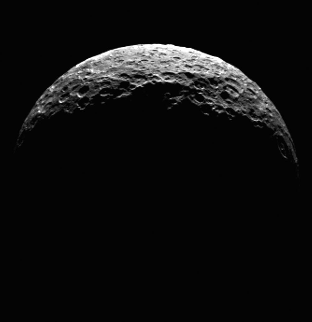 This frame from an animation shows the north pole of dwarf planet Ceres as seen by the Dawn spacecraft on April 10, 2015. Dawn was at a distance of 21,000 miles (33,000 kilometers) when its framing camera took these images.