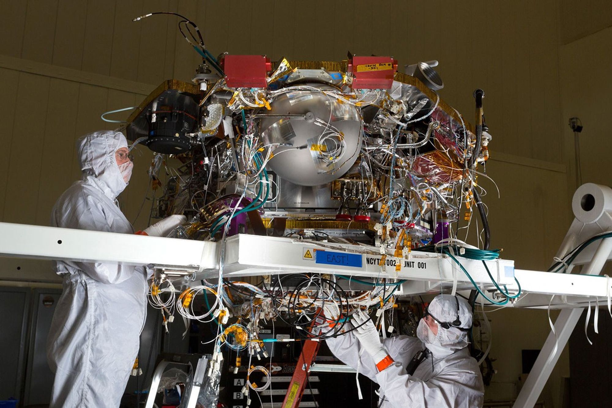 The Mars lander that NASA's InSight mission will use for investigating how rocky planets formed and evolved is being assembled by Lockheed Martin Space Systems, Denver.