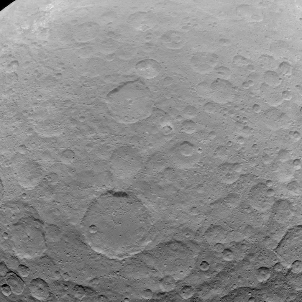 This image of Ceres is part of a sequence taken by NASA's Dawn spacecraft on May 22, 2015, from a distance of 3,200 miles (5,100 kilometers) with a resolution of 1,600 feet (480 meters) per pixel.