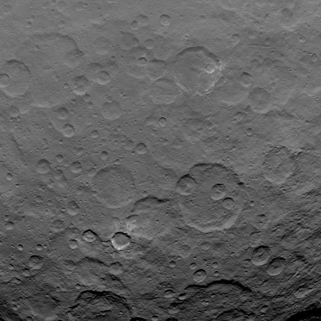 This image, taken by NASA's Dawn spacecraft, shows dwarf planet Ceres from an altitude of 2,700 miles (4,400 kilometers). The image, with a resolution of 1,400 feet (410 meters) per pixel, was taken on June 18, 2015.