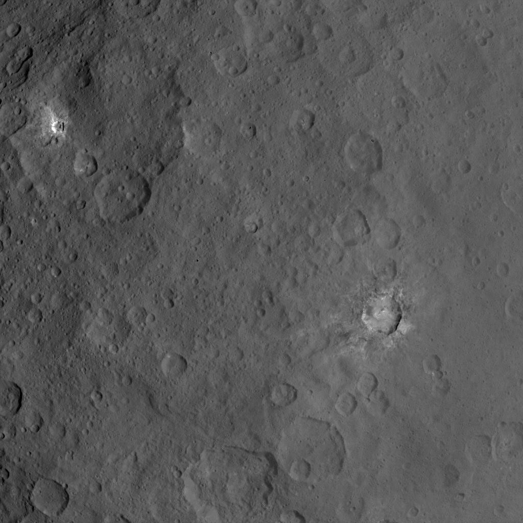 This image, taken by NASA's Dawn spacecraft, shows dwarf planet Ceres from an altitude of 2,700 miles (4,400 kilometers). The image, with a resolution of 1,400 feet (410 meters) per pixel, was taken on June 24, 2015.