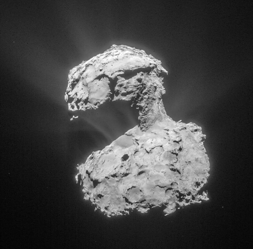 This image, taken by ESA's Rosetta navigation camera, was taken from a distance of about 53 miles (86 kilometers) from the center of Comet 67P/Churyumov-Gerasimenko on March 14, 2015.