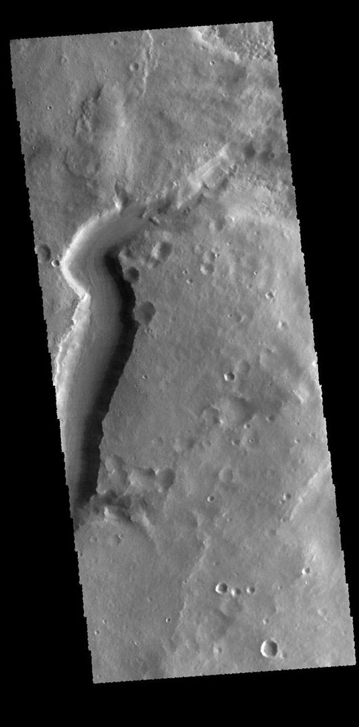 This image captured by NASA's 2001 Mars Odyssey spacecraft shows the start of Mamers Valles.