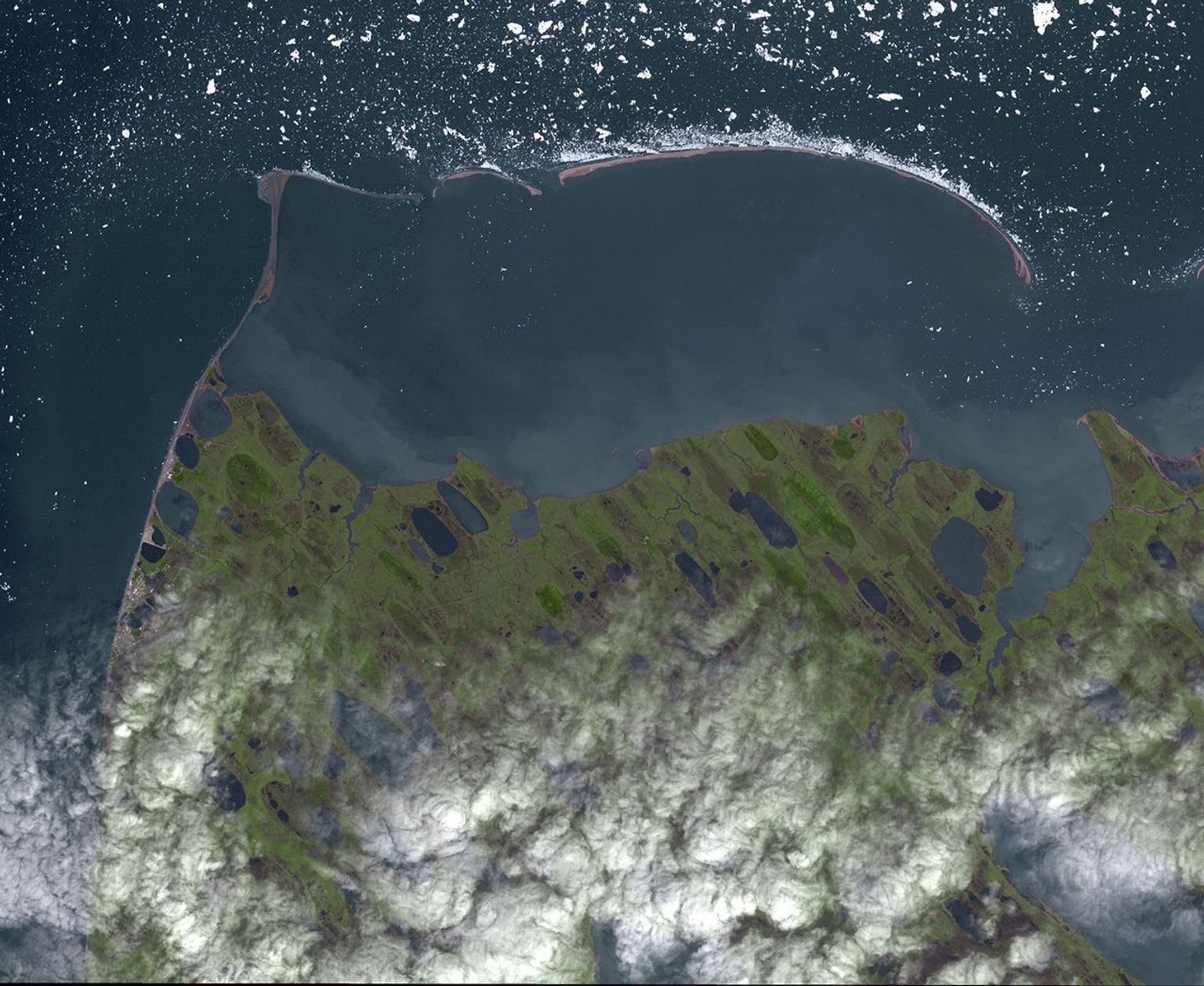 Point Barrow or Nuvuk, Alaska is the northernmost point of all territory of the United States, as captured in this image from NASA's Terra spacecraft.