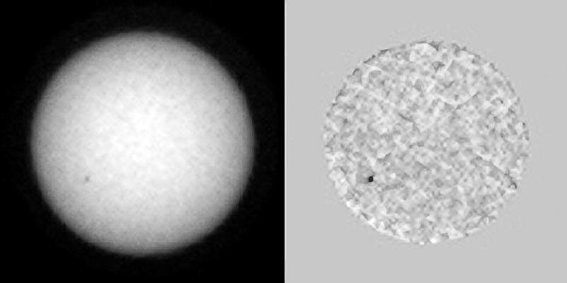 This single frame from a sequence of images shows sunspots as viewed by NASA's Curiosity Mars rover from June 27 to July 8, 2015; the rover was in position to see the opposite side of the sun from the side facing Earth during this period.