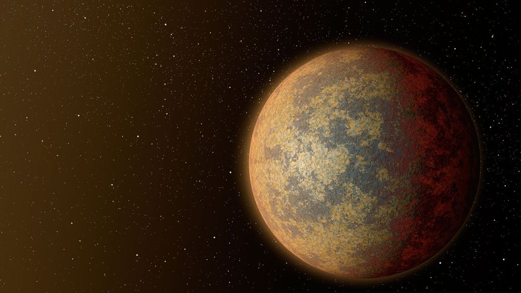 This artist's rendition shows one possible appearance for the planet HD 219134b, the nearest confirmed rocky exoplanet found to date outside our solar system.