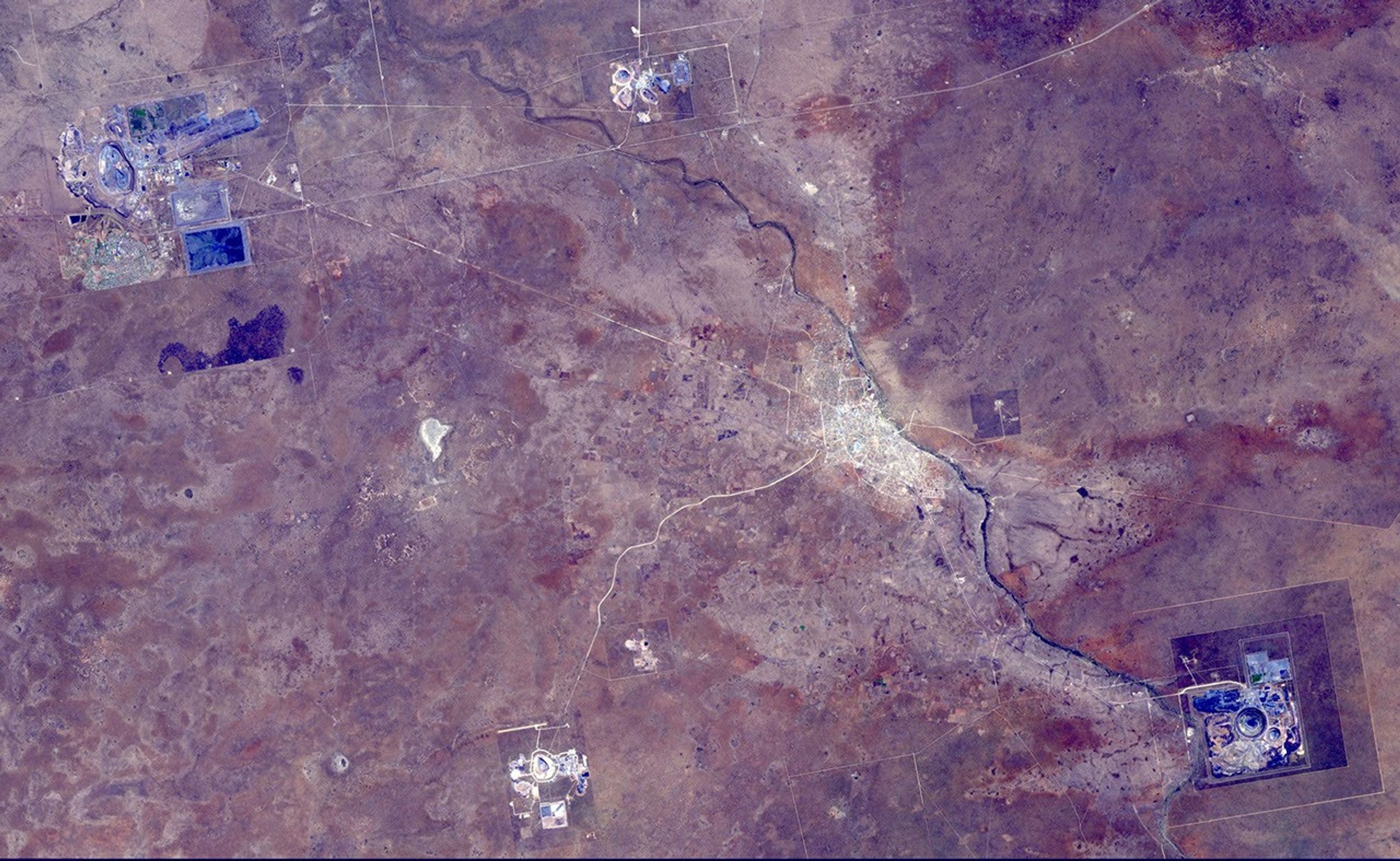 This image from NASA's Terra spacecraft shows the Orapa diamond mine, the world's largest diamond mine by area. The mine is located in Botswana.