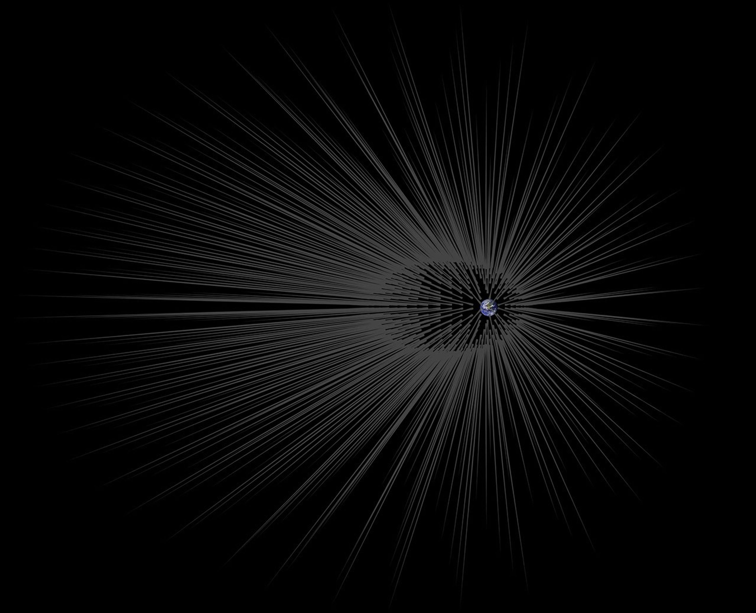 Dense filaments of dark matter particles, called 'hairs,' are sprouting from Earth, according to a new study based on computer simulations.