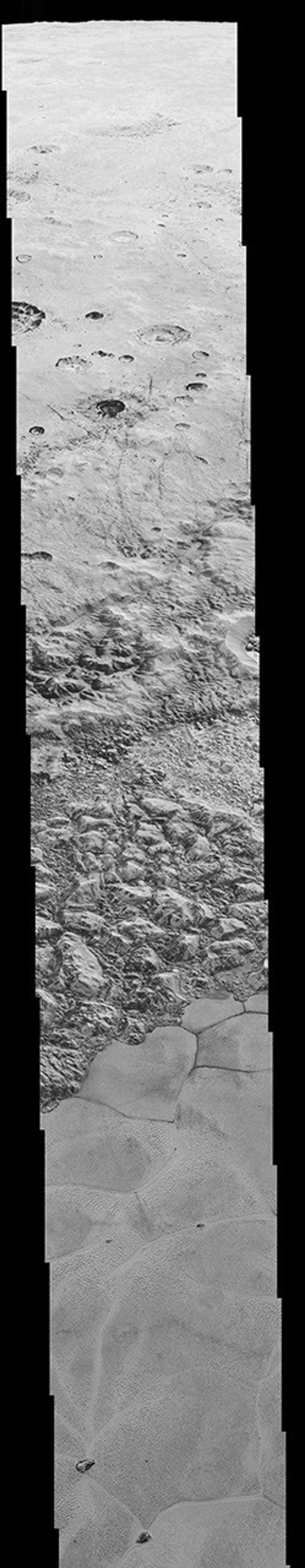 This mosaic is composed of the sharpest views of Pluto that NASA's New Horizons spacecraft obtained during its flyby of the distant planet on July 14, 2015.
