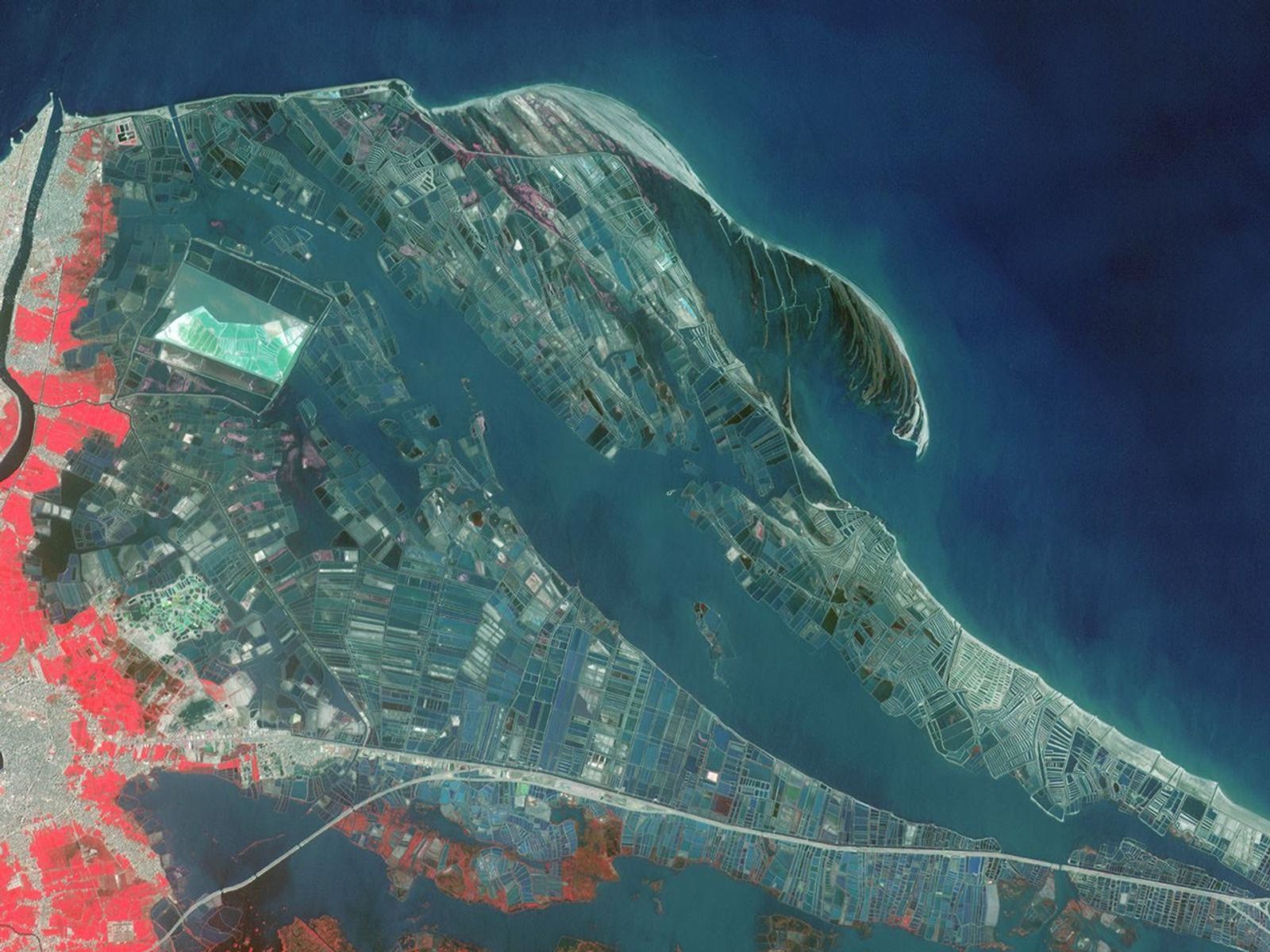 This image from NASA's Terra spacecraft shows that Egypt has greatly expanded its aquaculture industry along the northeast coast of the Nile Delta compared to 1987.