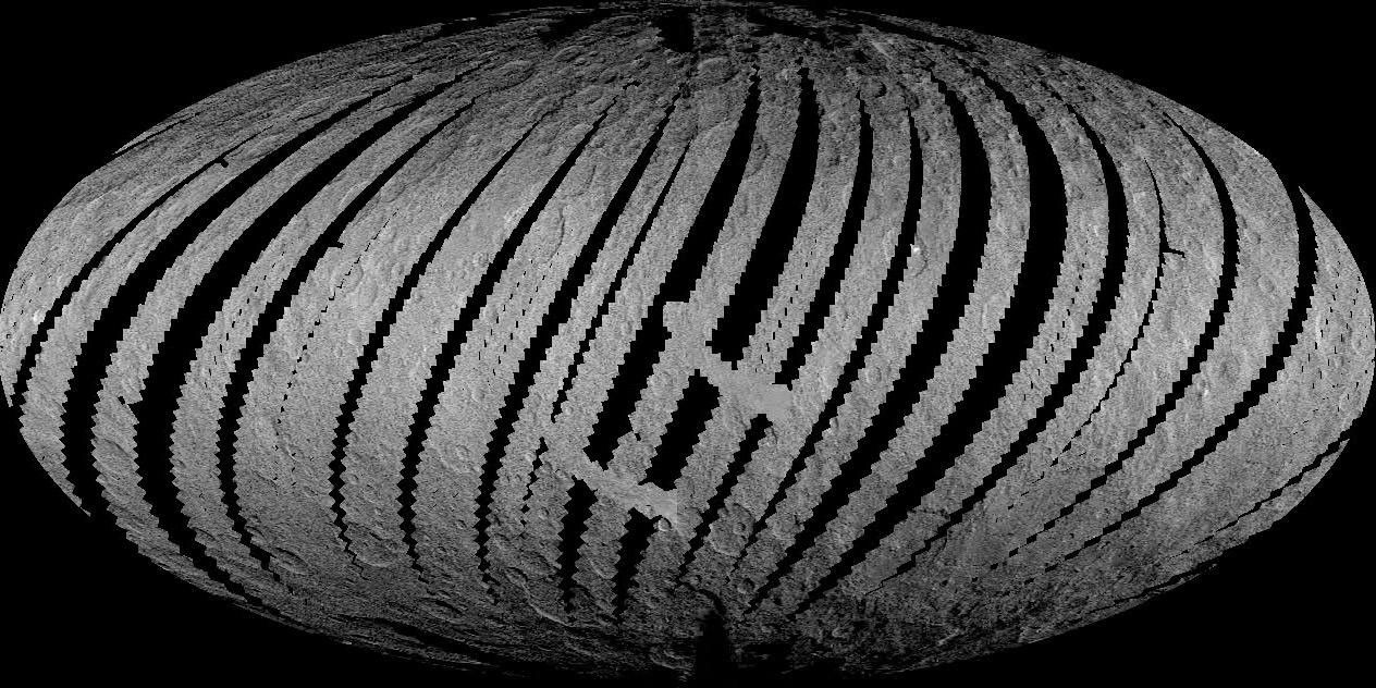 This frame from a movie shows that the brightest area on Ceres, located in Occator Crater, was one of the last features to be imaged as NASA's Dawn progressively built its map.